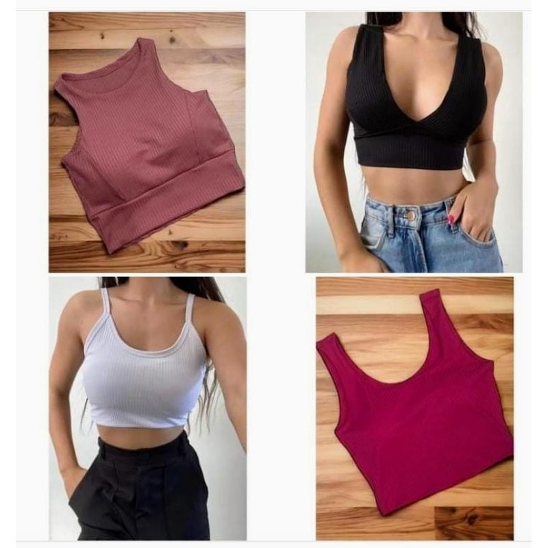 Kit 4 Cropped Feminino Alcinha Blusinha tamanho único 4 modelos