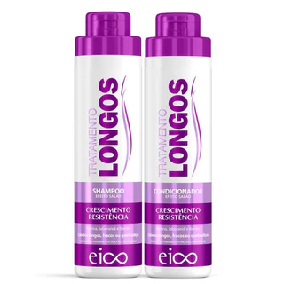 Eico Cabelos Longos Shampoo Sem Sal 800ml + Condicionador Leave-in Crescimento Fortalecimento 750ml