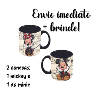 2 Canecas Personalizadas +CX de presente mickey e minnie, PERSONALIZAMOS COM NOMES! Porcelana