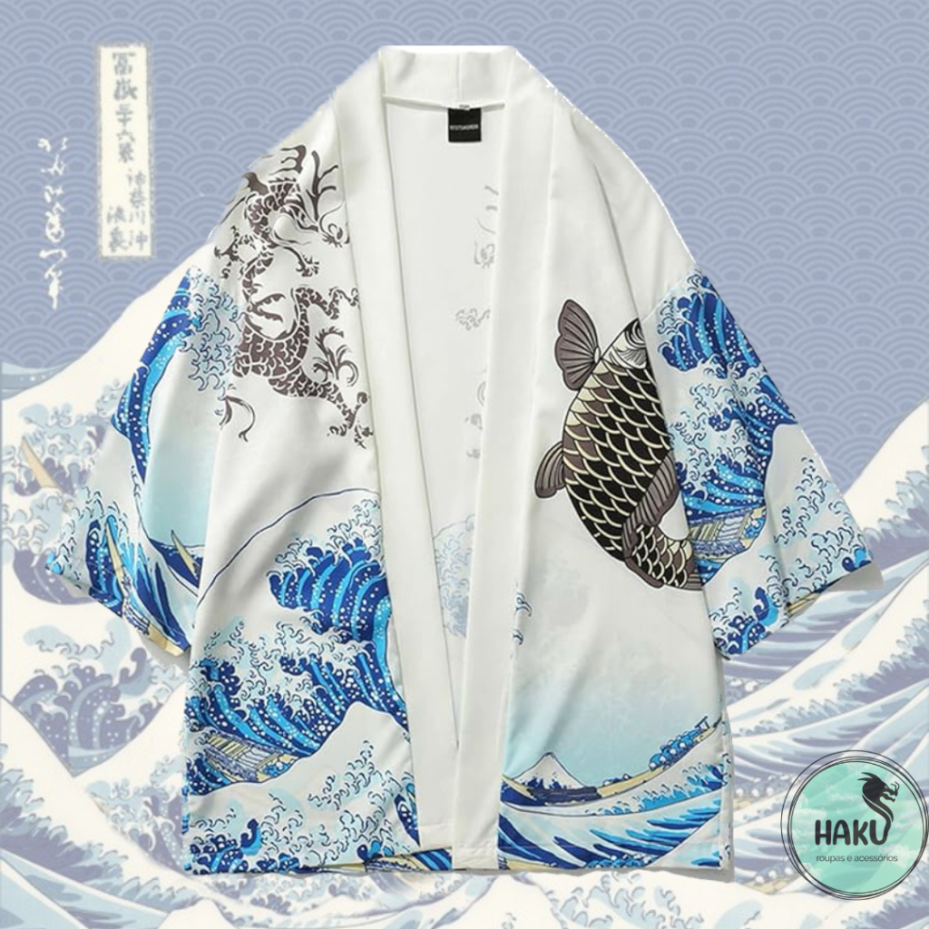 Haori/Kimono - A Onda (Branco - Unissex)