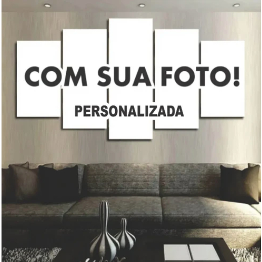 Quadro Decorativo Personalizado Com Foto 120x60 Mosaico 5 Peças