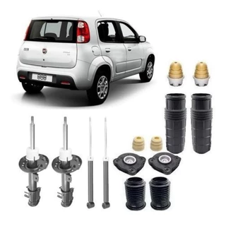 4 Amortecedor + 4 Kit Uno Vivace 12 13 14 15 16 17 18 com bieleta
