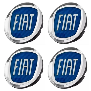 Kit 4 Calota Calotinha Tampa de Roda Fiat Azul 49,6mm