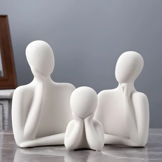 Estátua decorativa/ decoração para casa/ presentes/escultura moderna/abstrata/nórdico/gesso/familia/mae/pai/filho. em Oferta na Shopee