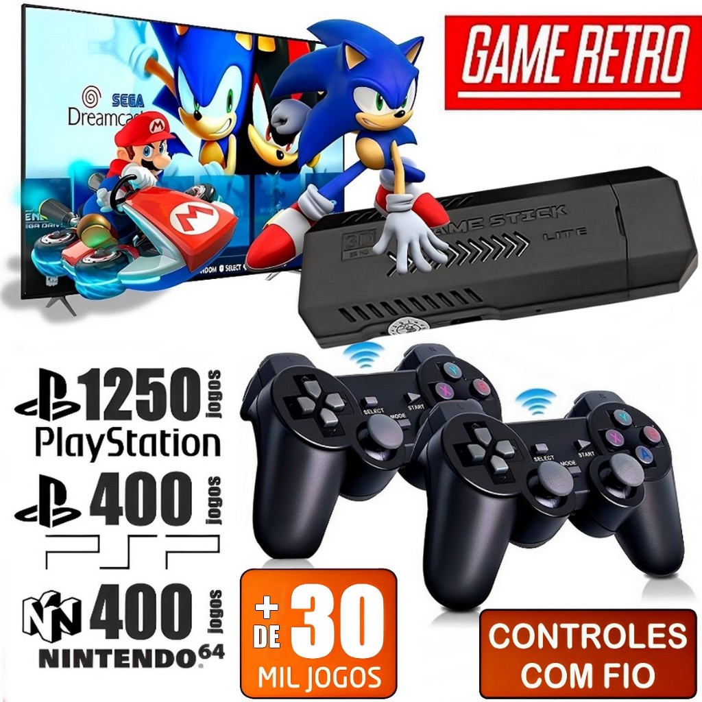 Video Game Retro Super 128GB 130.000 Mil jogos + 2 Controles sem fio Envio  Imediato!