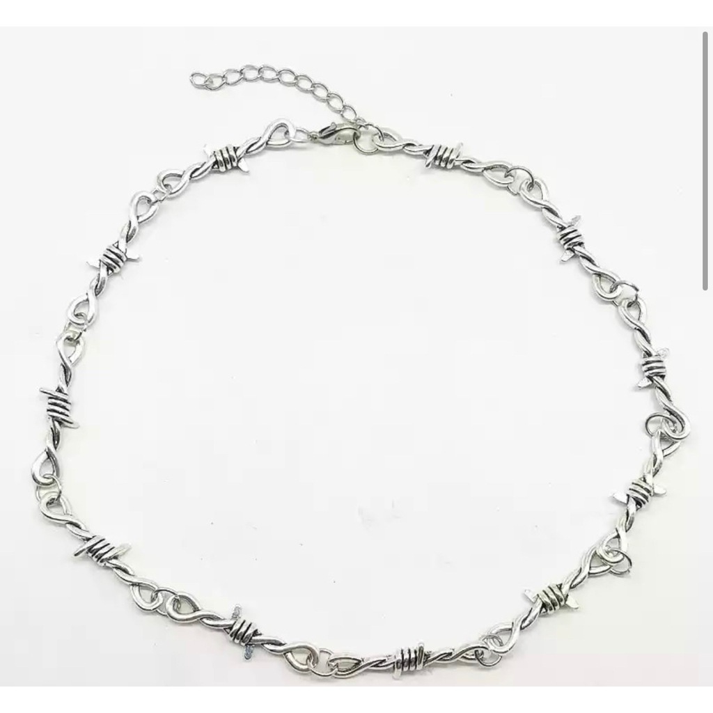 Choker Arame Farpado Prata