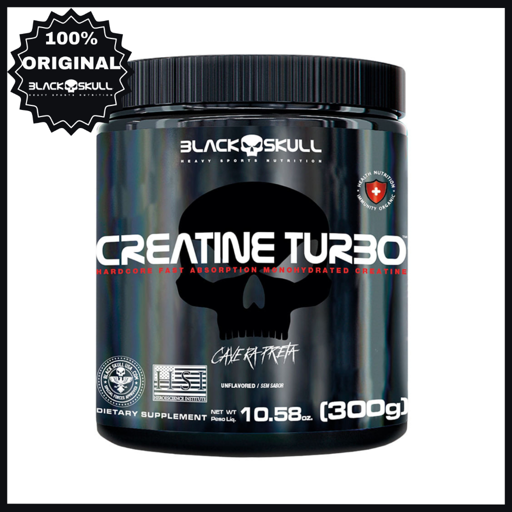 Creatina Monohidratada Creatine Turbo 300g 150g Black Skull