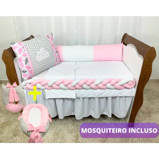 Kit 9 Peças Berço + Ninho e Amamentação C/Mosquiteiro