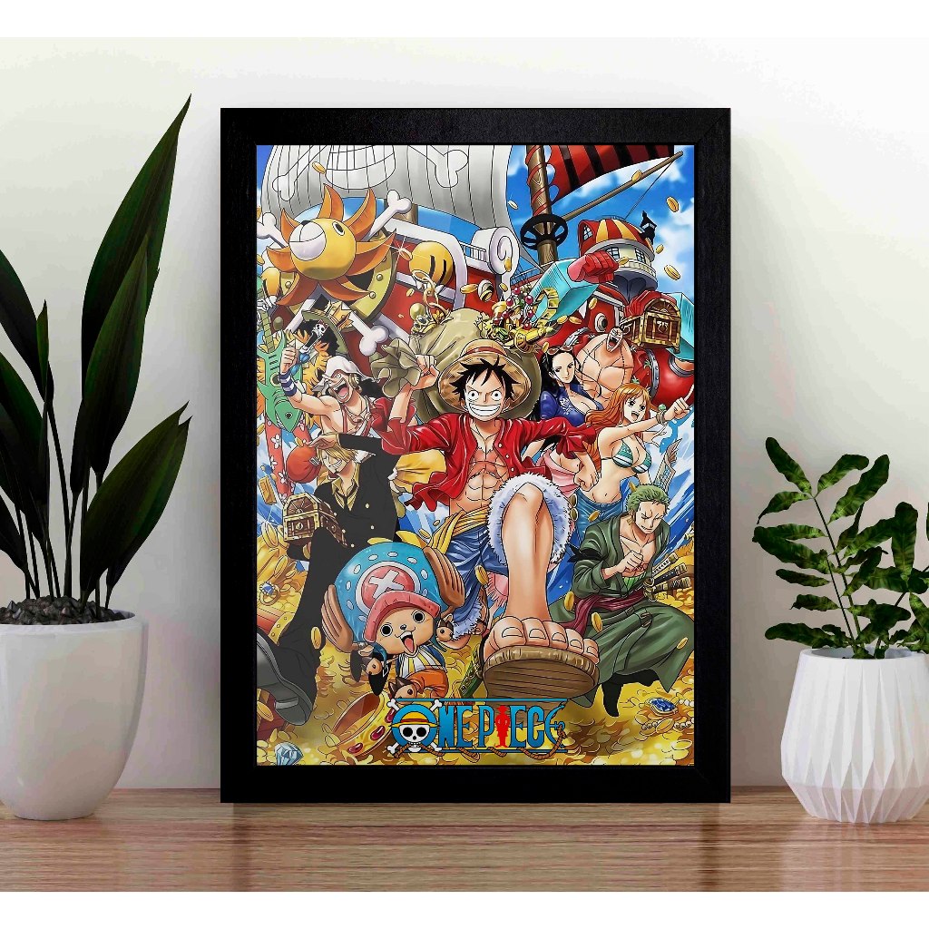 Quadro One Piece Anime Abertura Decorativo A4 23x33cm em Promoção