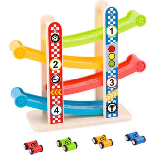 Brinquedo de madeira - Pista de corrida - 4 carrinhos, sensorial, educativo, montessori, pedagógico