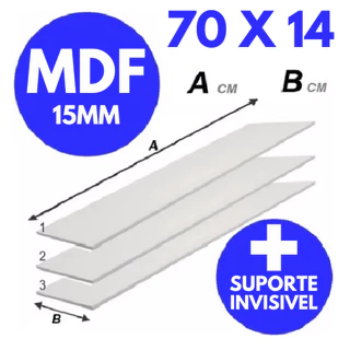 9 Prateleira Lisa Mdf 15mm Branco 70x14 Cm com suporte invisivel