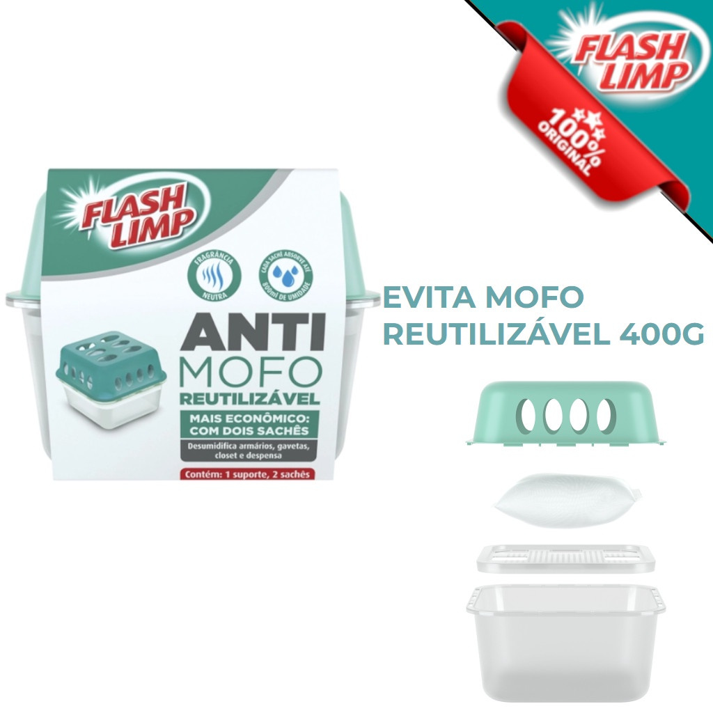 Anti Mofo Reutilizavel 2 Saches De 400G - Flash Limp | Shopee Brasil