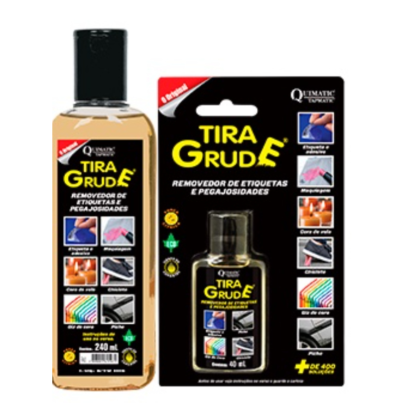 Tira Grude 40ml ou 240ml Removedor de Cola Adesivo Manchas e Sujeiras Quimatic