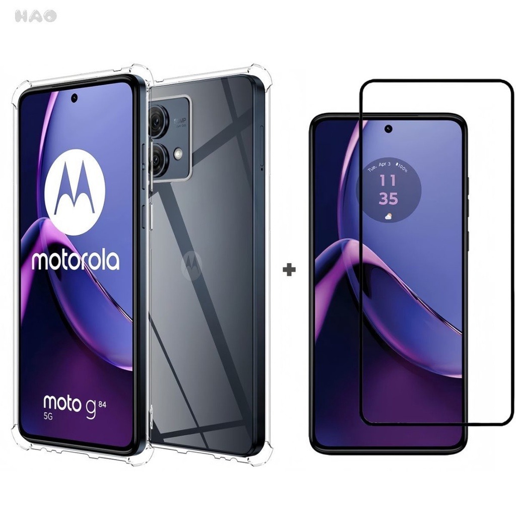 Kit Capa Anti Impacto + Película Vidro 3D + Câmera P/ Moto G84
