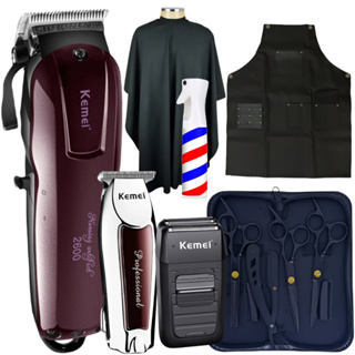 Kit Tesoura Profissional + Maquina Cortar Cabelo P/ Barbeiro