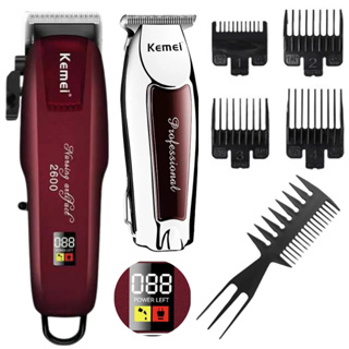 Kit Máquinas Corte KMPG2600 e Acabamento KM9163 Maquina Cortar cabelo e Maquina de Contorno Desenho