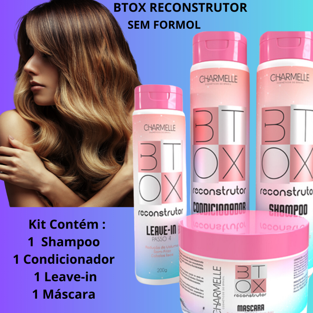 Kit capilar BTOX Reconstrutor - 4 itens - REDUÇÃO DO VOLUME SEM-FRIZZ ...
