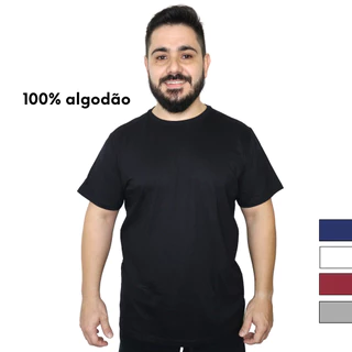 Camiseta Masculina Preta Lisa Básica 100% Algodão
