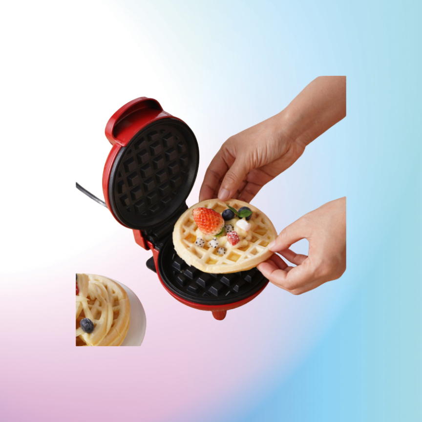 Waffle Maker 4 em 1: Prepare Waffles, Quiches, Eggettes e Mais com esta Mini Máquina Versátil (110V)