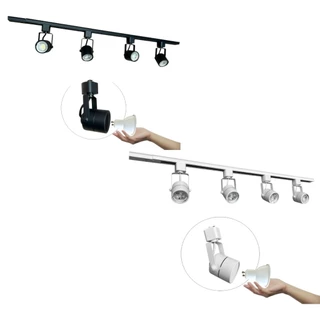 Trilho Eletrificado 1 Metro Preto e Branco + Spots Para MR16 GU10+ Lâmpada 6500k 3000k 4000k
