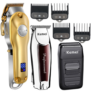 Kit Barbeiro Maquinas De Corte Cabelo Maquina de Acabamento + Shaver Kemei Km1986 Km9163 e Km1102