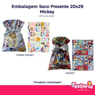 Embalagem Saco Metalizado 20x29 Mickey Infantil - 40 Unidades - Cromus