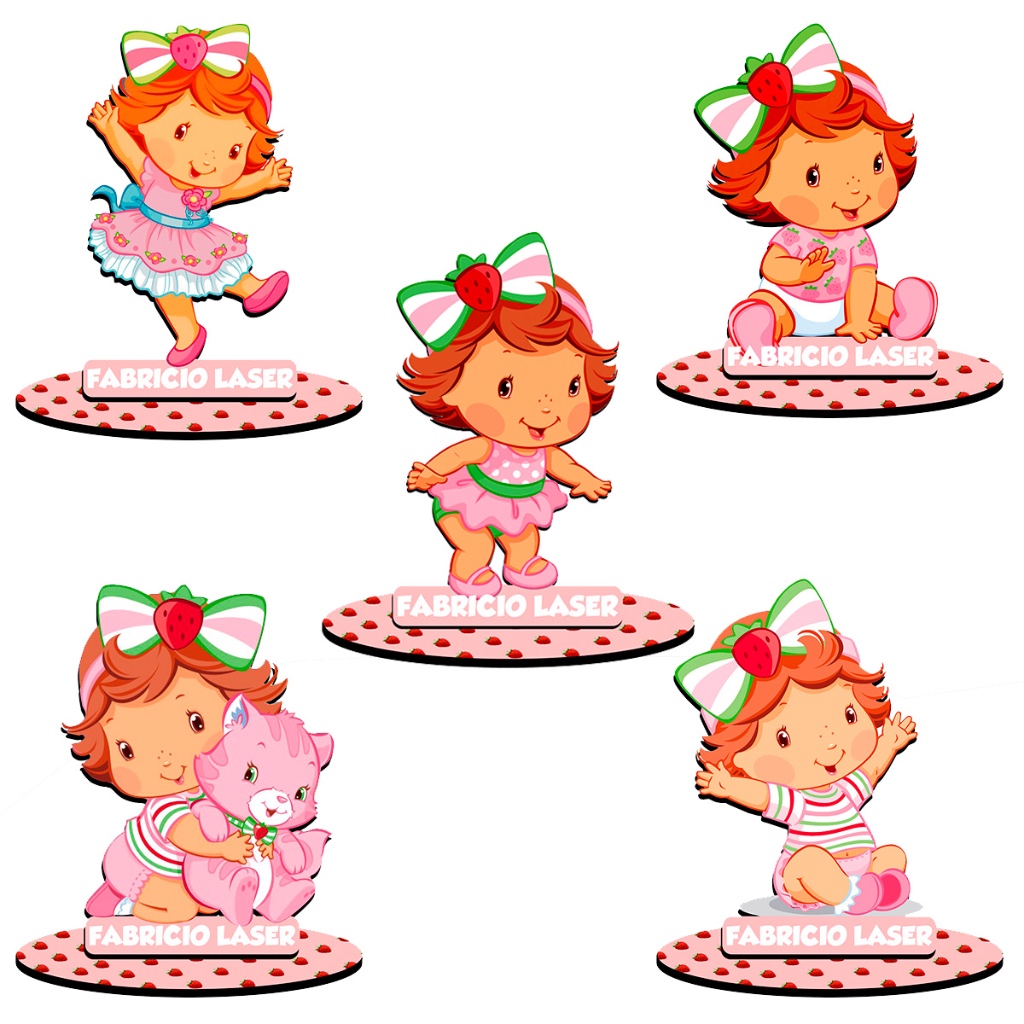 Centro De Mesa Moranguinho Baby Personalizado Nome e Idade 10 cm