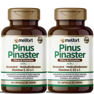 Kit 2 Pinus Pinaster Com Reverastrol, Vitamina E, K2 e C 120 Cáps