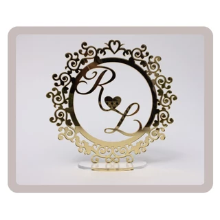 Topo de Bolo Casamento Personalizado Acrílico Espelhado