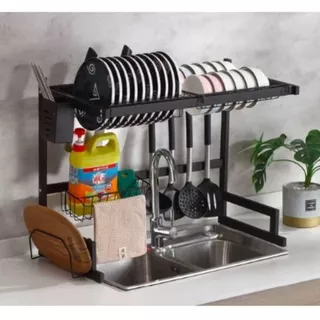 Escorredor Kitchen Rack Aço Inoxidável 85cm Ajustável Organizador Louça Preto Suspenso Modular Autossustentável Cozinha