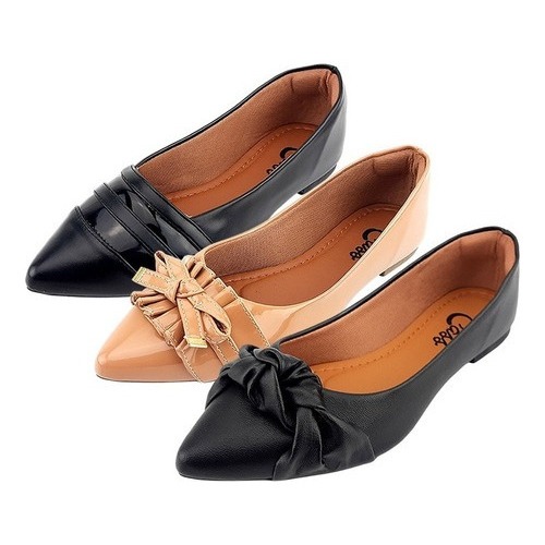 Sapatilha Feminino Mule Sapato Bico Fino Mocassim Rasteirinha Feminina  Casual Confortável Leve Preto Molec