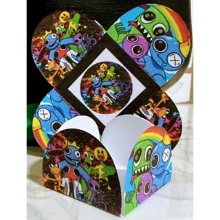 Aplique Redondo 5x5 Rainbow Friends - Pct 30 Unid, blue rainbow friends  cute 