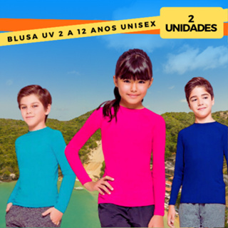 Kit com 2 Camisa Infantil Com Proteção Solar Uv Fps50+ Manga Longa