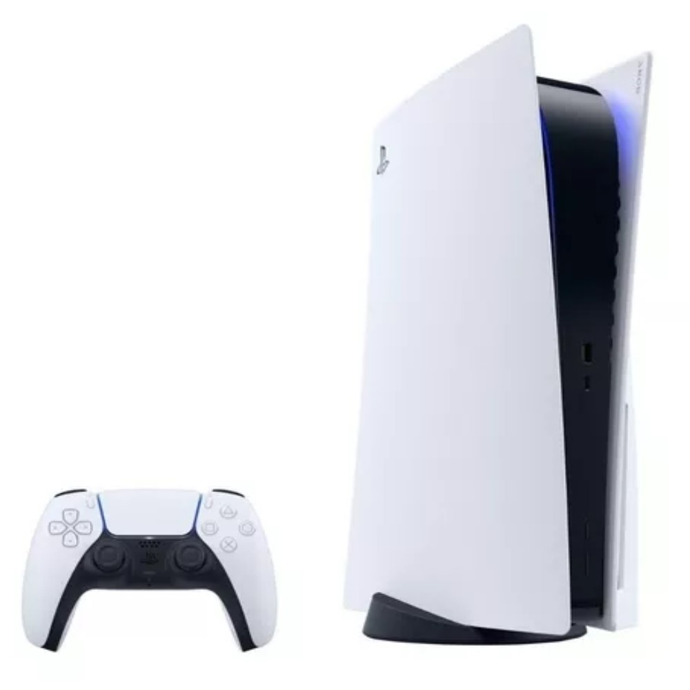 CONSOLE PLAYSTATION 5 SONY PS5 825GB COM DISCO CONTROLE DUALSENSE BRANCO E PRETO