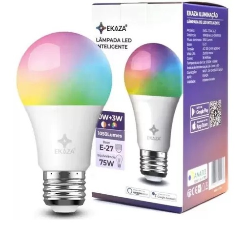 Smart Lampada Inteligente Wi-Fi 10w+3w 1050 lumens, EKAZA, Compatível com Alexa | Shopee Brasil