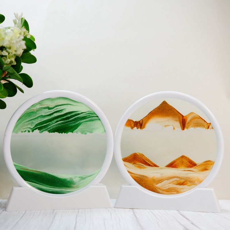 14.5CM Ampulheta Duna 3D Vidro Moving Sandscape Areia Movediça