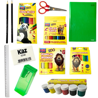 KIT MATERIAL ESCOLAR PAPELARIA ESSENCIAL 12 ITENS