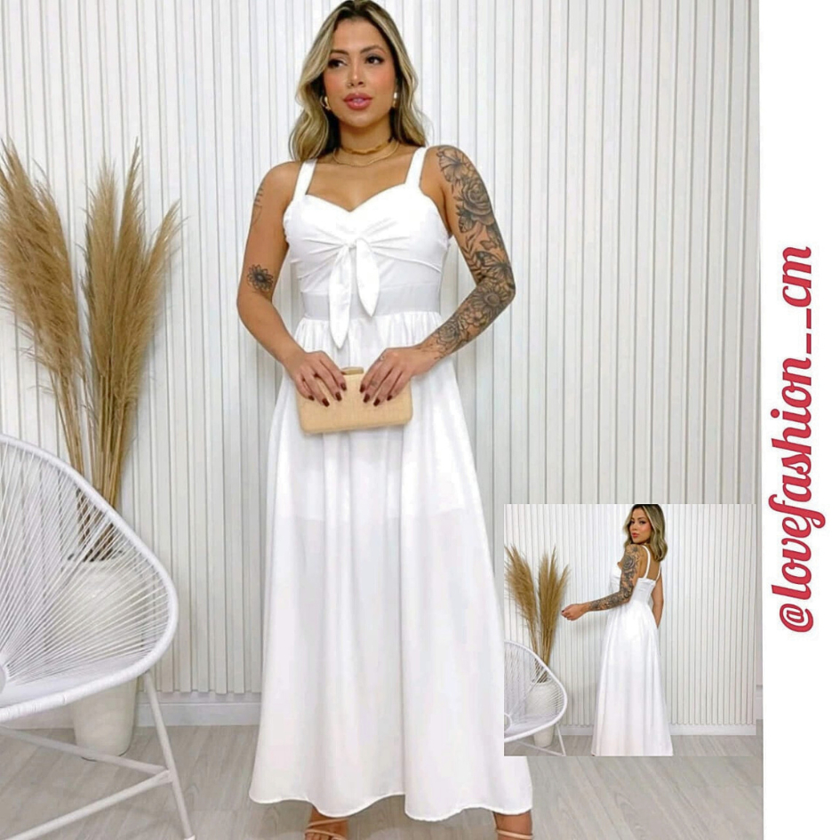 Vestido longo Branco Ano Novo Roupa feminina | Shopee Brasil