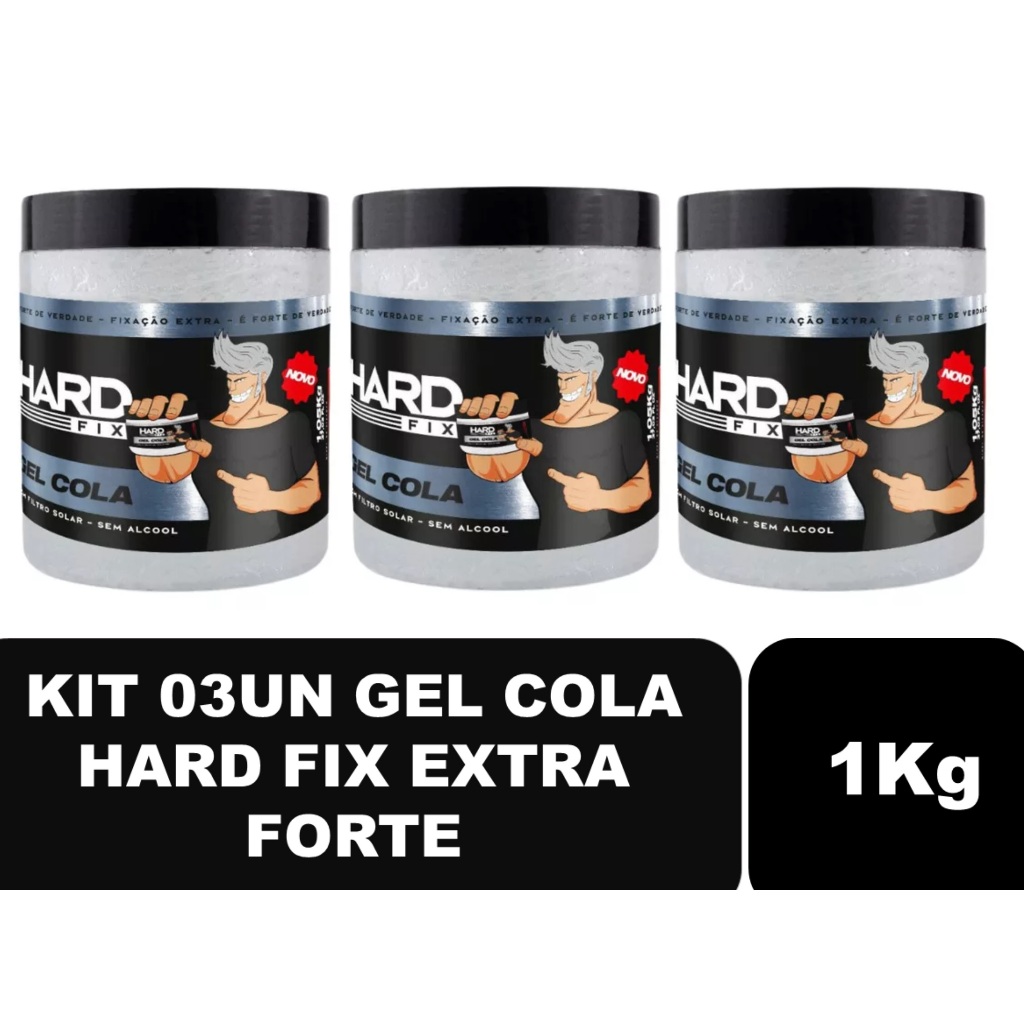 Kit 03un Gel Cola Hard Fix 1kg Extra Forte