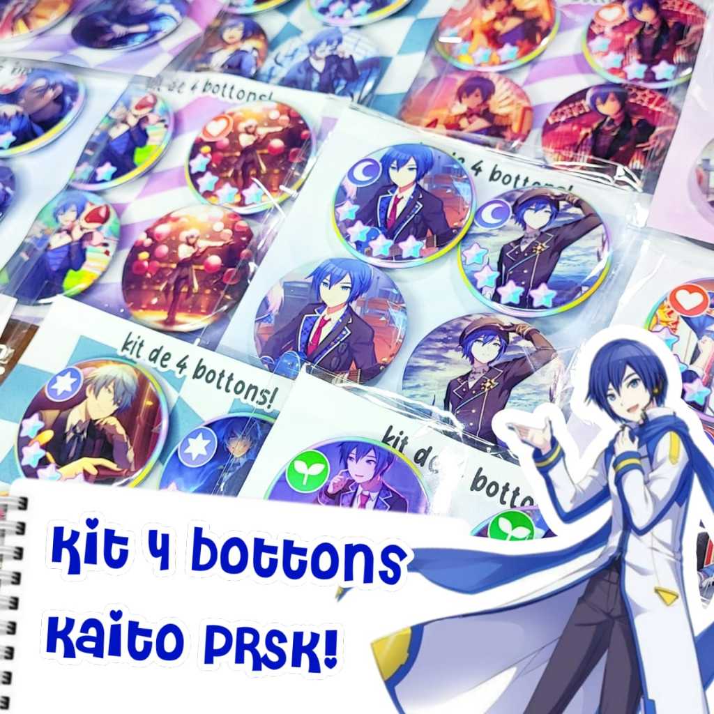 Kit 4 Bottons PEQUENOS 3,7cm personagem Kaito (Project Sekai) | Shopee ...