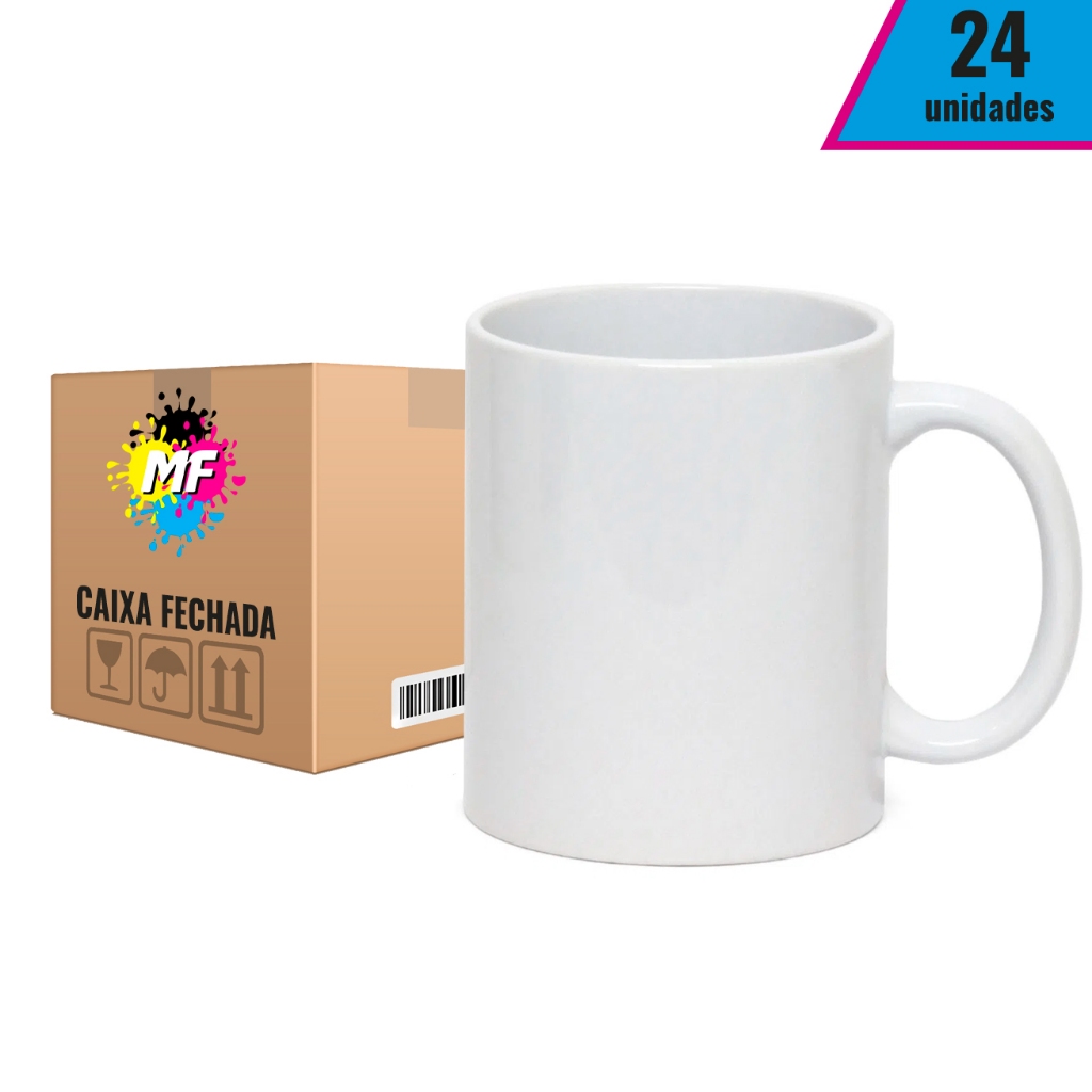 Caneca de Porcelana Branca para Sublimação 325ml AAA Importada 24 unidades (Oferta)