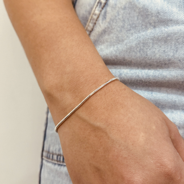 Pulseira De Prata 925 Malha Italiana 2mm Prata Legítima