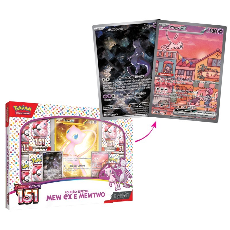 Box 151 Mew EX e Mewtwo Copag Pokémon Coleção Especial Box 151 Mew EX e Mewtwo Copag Pokémon Coleção Especial