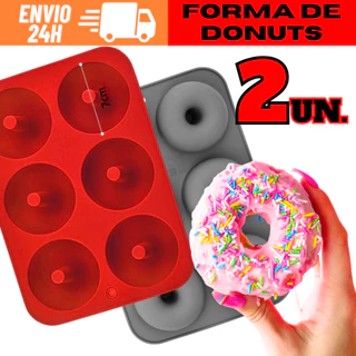Kit 2 Formas De Silicone Para Donuts Rosquinhas Mini Pudins Antiaderente Silicone Alimentício Com 6 Cavidades Para Forno E Freezer