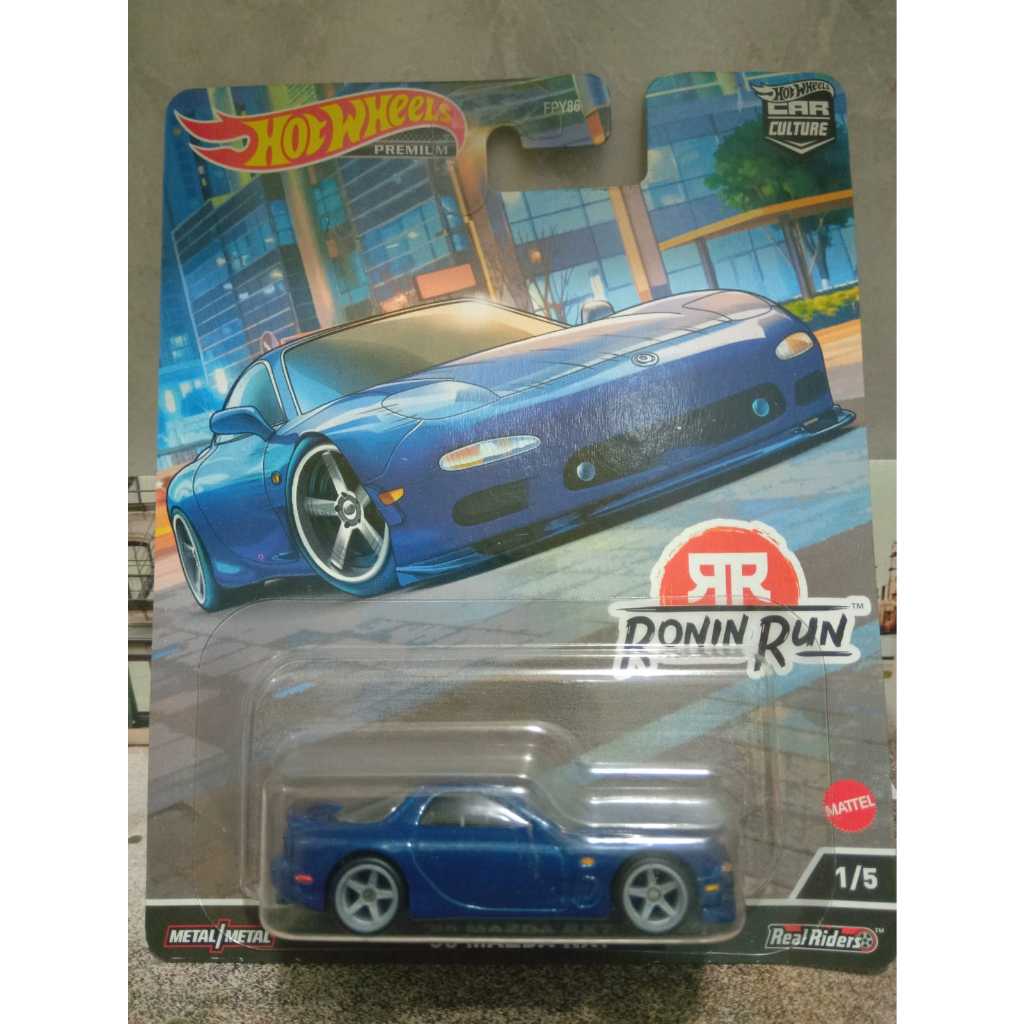 Hot wheels '95 mazda rx7 azul escuro car culture premium (pneus de borracha)