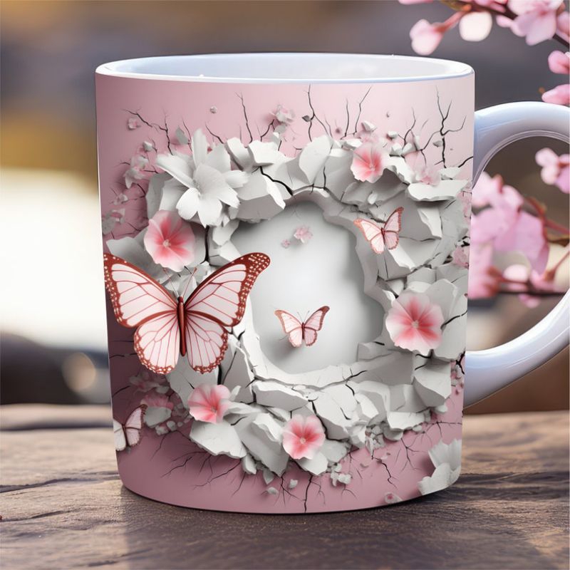 Caneca personalizada arte 3d borboleta butterfly caneca de porcelana 325 ml