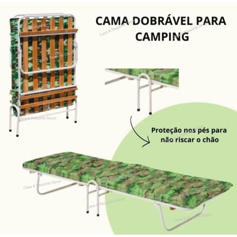 Cama dobravel multiuso com colchonete branca - METALAÇO - Cama Camping -  Magazine Luiza