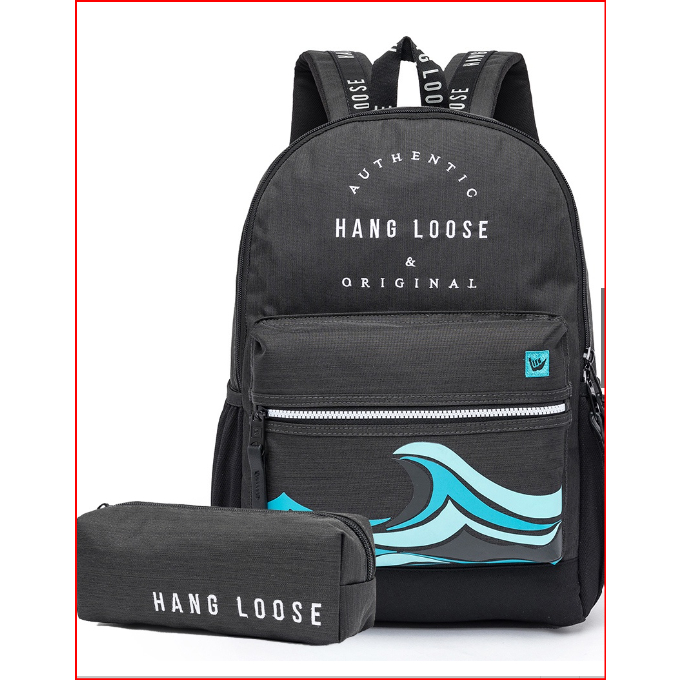 Mochila Hang Loose Escolar Estojo Faculdade Trabalho