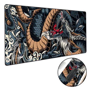 Mouse Pad Gamer Dragão Azul 90x40cm Extra Grande Borda Costurada Exbom