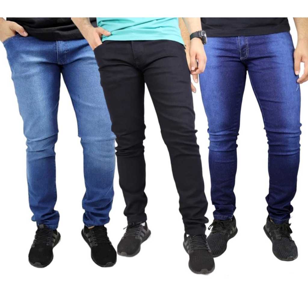 Kit 3 Calça Masculina Jeans com Elastano Slim Fit